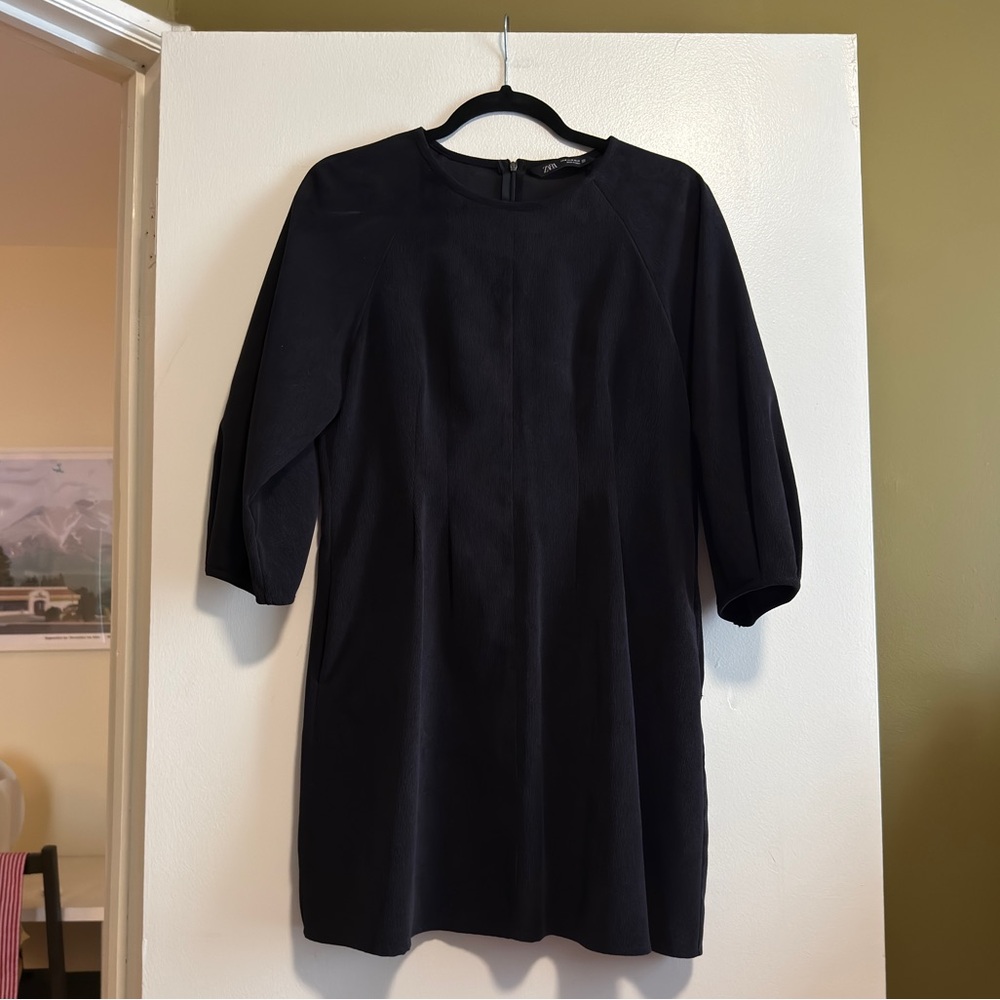 Zara black corduroy A-Line dress size medium